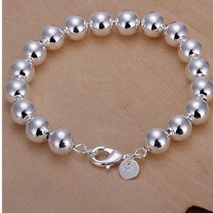925 STERLING SILVER BEADS BALL CHAIN BRACELET